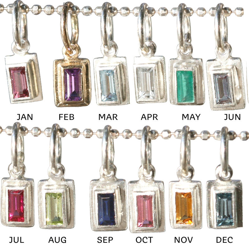 Sterling Silver Birthstone Baguettes Charm