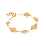 Dotted Disc Station Bracelet - Gold