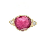 Magenta Tourmaline with Salt and Pepper Diamonds Ring