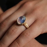 Teardrop Moonstone Prong Ring