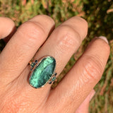 Teal Green Tourmaline with Sapphires Ring