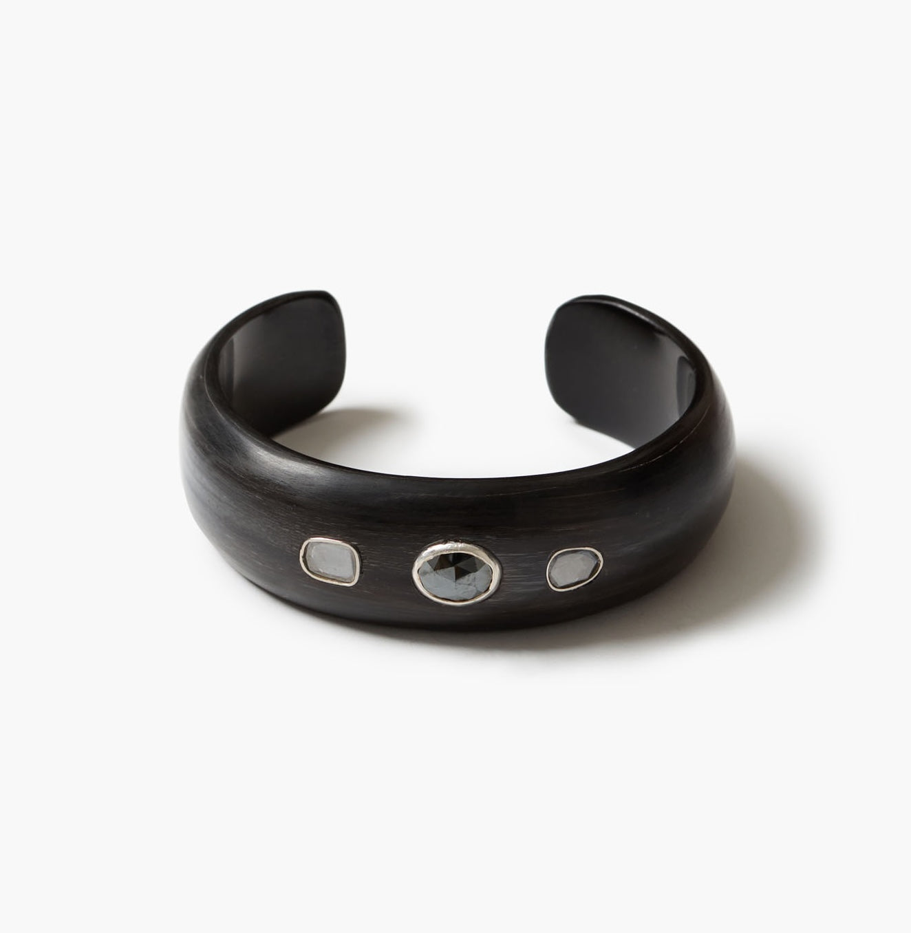 Black Horn Cuff with bezeled stones