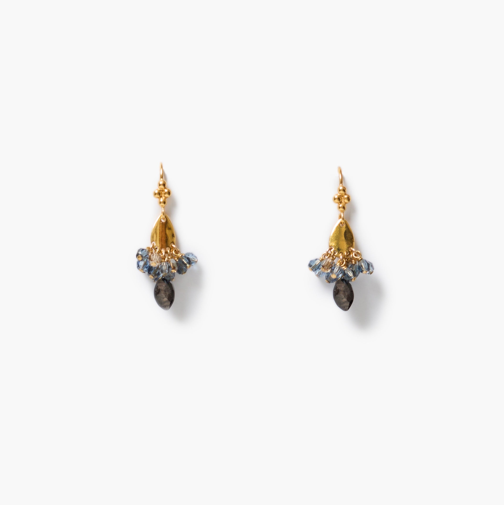 Gold Plated Teardrop earrings with tiny blue beads