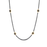 Stone, 18k & Oxidized Silver Textile Station Necklace