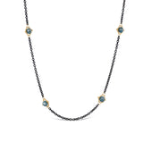 Stone, 18k & Oxidized Silver Textile Station Necklace