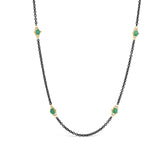 Stone, 18k & Oxidized Silver Textile Station Necklace