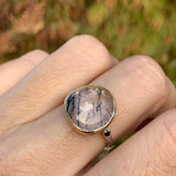 Tourmalinated Quartz Ring with Black Diamonds