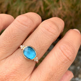 London Blue Topaz Cocktail Ring with Diamonds