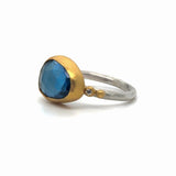 Blue Topaz Oval with Diamond Accents Ring