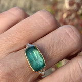 Ocean Kyanite Ring with Diamond Clusters
