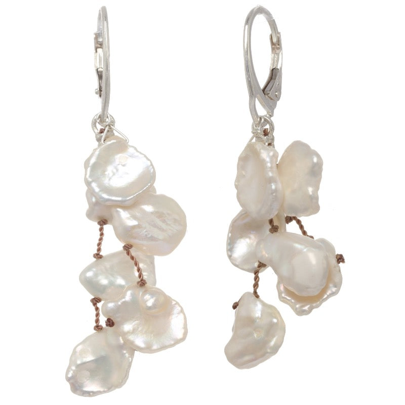 Multi White Keshi Pearl Drop Earrings