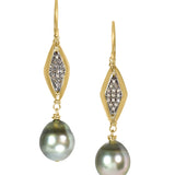 Diamond Tahitian Pearl Drop Earrings