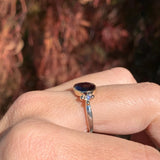 Oval Rhodolite Garnet with Diamond Bead Accents Ring