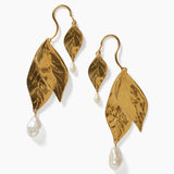 Falling Leaf Earrings with White Pearl