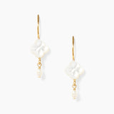 White Mother of Pearl Clover Drop Earrings