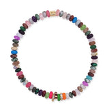 Semi-Precious Stretch Bracelet with Colored Rondelles