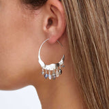 Crescent Herkimer Mix Hoop Earrings