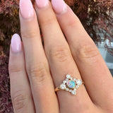 Australian Opal Ring with Diamond Halo