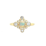 Australian Opal Ring with Diamond Halo