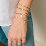14k Thin Wire Cuff with 5 French Pave and Prong Set Diamond Bracelet {Trunk Show}