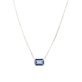 English Blue Topaz 6x4mm Emerald Cut Necklace