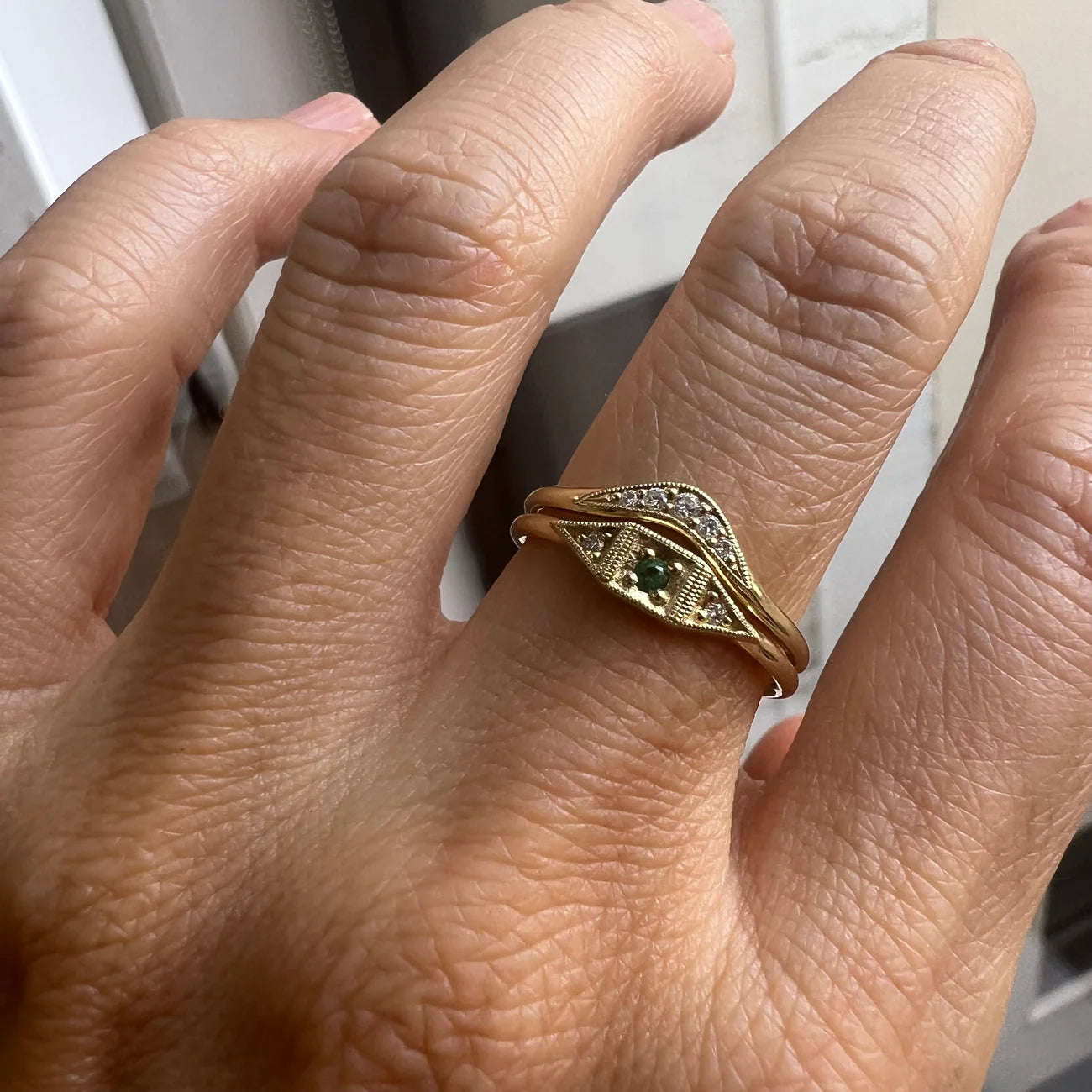 Point Ring Emerald Mini Deco Point Ring – Silverado Saratoga