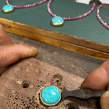 Gold Plated Silver Turquoise on Pink Tourmaline Necklace