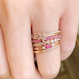 Ruby Eternity Band with White Diamonds at Compass Points