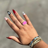 Pink Cobalt Calcite w/ Satellite Diamond Ring