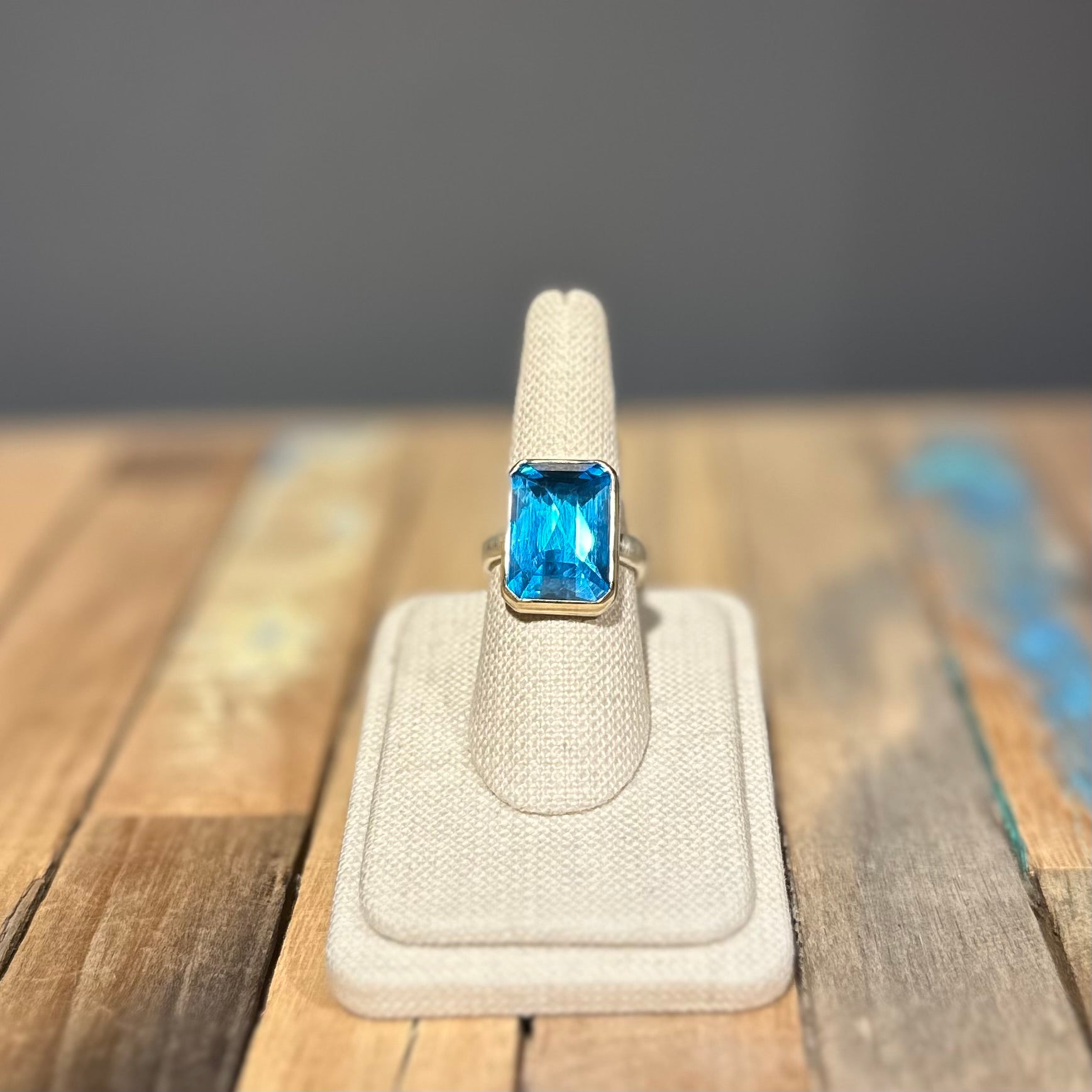 Large Rectangle Swiss Blue Topaz – Silverado Saratoga