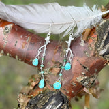 Double Twig Earring with Turquoise and Chrysoprase
