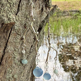 Double Twig Earring with Blue Chalcedony, Aquamarine and Moonstone