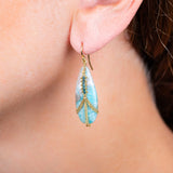 Draped Amazonite Earrings with Blue Diamonds
