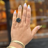 Round Brazilian Black Druzy with Inset Diamond