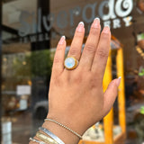 Round Faceted Moonstone Ring