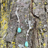 Turquoise and Sterling Silver Twig Earrings