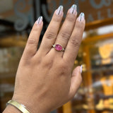 Pink Tourmaline Ring with Diamond Clusters