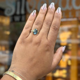 London Blue Topaz Ring with Gold Clusters