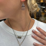 Two Tone Bar Necklace with Black Diamonds
