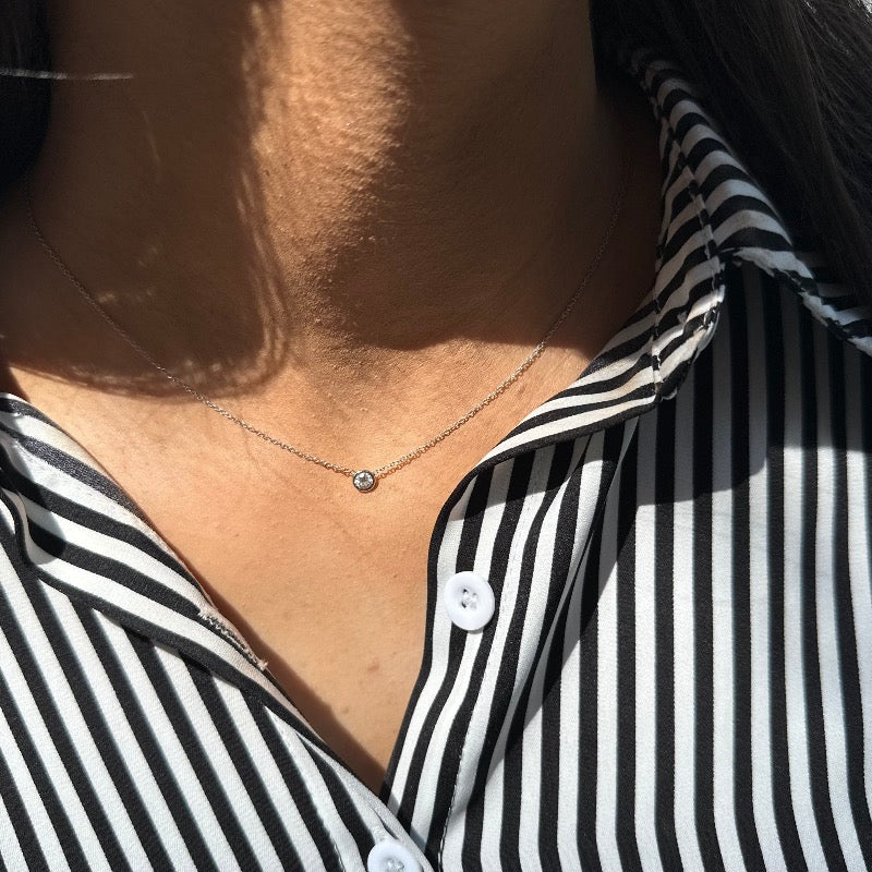 Large Single Floating Diamond Necklace