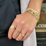 14k Hexagon Halo Signet Ring