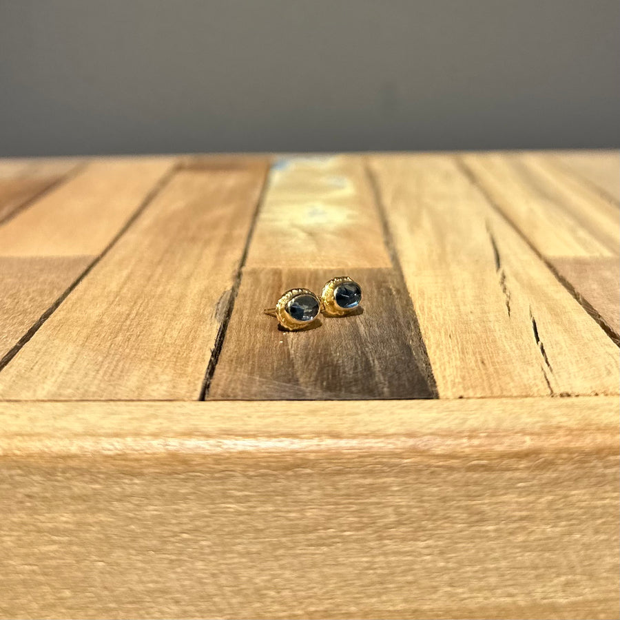 London Blue Topaz Ruffled Edge Oval Studs