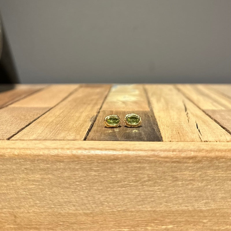 Peridot Ruffled Edge Oval Studs