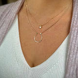 14k Hammered Horseshoe with Baguette Diamonds Necklace