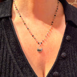 Gemstone Bead Chain Necklace with Moon Pendant