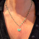 Gemstone Bead Chain Necklace with Moon Pendant