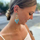 Beaded Earrings with 3 Blue Quartz Drops