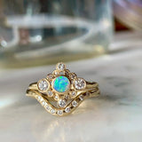 Australian Opal Ring with Diamond Halo