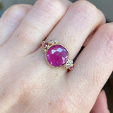 Rosecut Ruby, Pink Sapphire and Diamond Ring