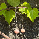 Dainty Paperclip Chain Link Gemstone Earrings
